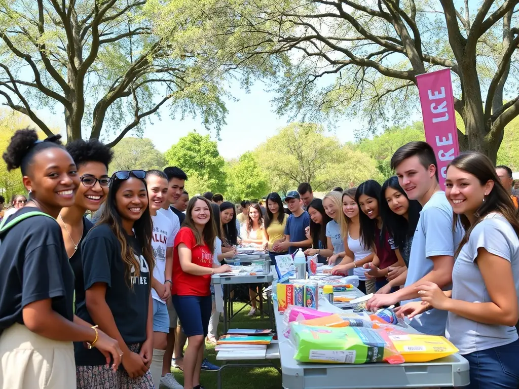 A photograph capturing a community outreach event organized by ASSO ENSEMBLE MAX PINCHARD, showing volunteers and participants interacting positively and contributing to a local community project.